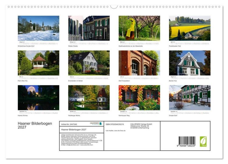 Produktbild: Haaner Bilderbogen 2027 (hochwertiger Premium Wandkalender 2027 DIN A2 quer), Kunstdruck in Hochglanz