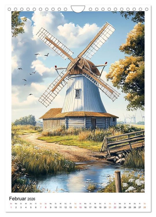 Produktbild: Windm&uuml;hlen - Im Wind der Zeit (Wandkalender 2026 DIN A4 hoch), CALVENDO Monatskalender