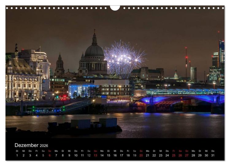 Produktbild: London - Nachts an der Themse (Wandkalender 2026 DIN A3 quer), CALVENDO Monatskalender