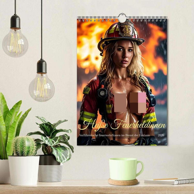 Produktbild: Hei&szlig;e Feuerheldinnen - Verf&uuml;hrerische Feuerwehrfrauen im Dienst der Fantasie (Wandkalender 2026 DIN A4 hoch), CALVENDO Monatskalender