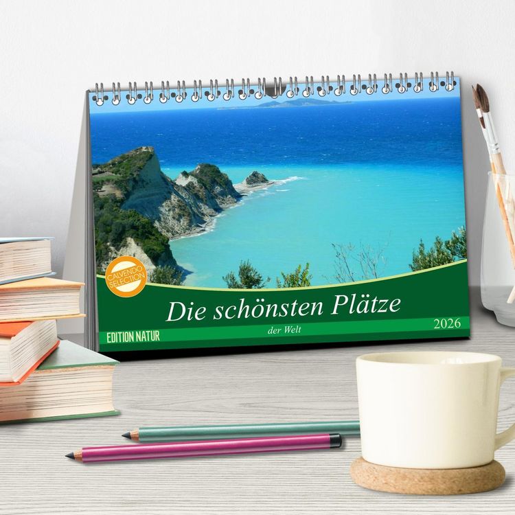 Produktbild: Die sch&ouml;nsten Pl&auml;tze der Welt (Tischkalender 2026 DIN A5 quer), CALVENDO Monatskalender