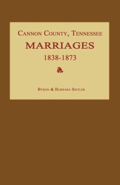 Produktbild: Cannon County, Tennessee Marriages 1838-1873