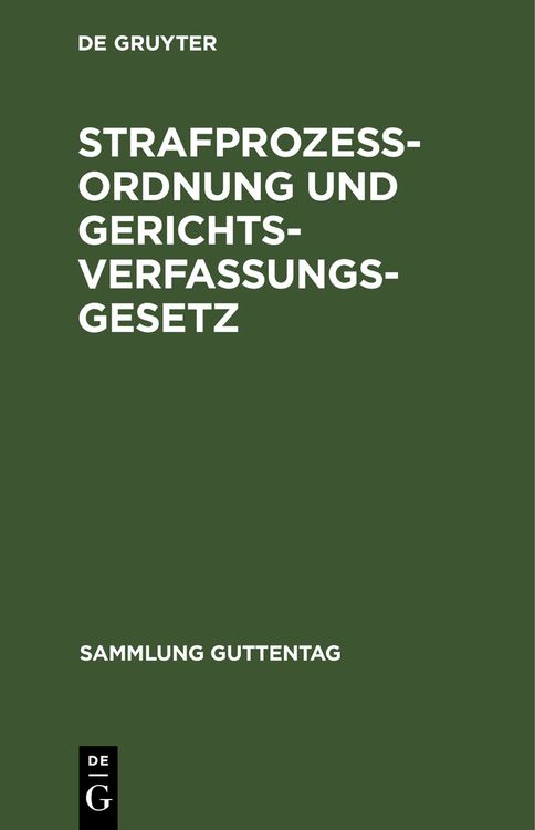 Produktbild: Strafproze&szlig;ordnung und Gerichtsverfassungsgesetz