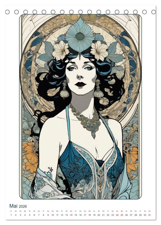 Produktbild: Frauen in Bildern im Art Nouveau-Stil (Tischkalender 2026 DIN A5 hoch), CALVENDO Monatskalender