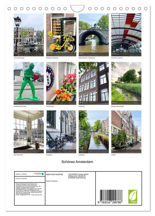 Produktbild: Sch&ouml;nes Amsterdam (Wandkalender 2026 DIN A4 hoch), CALVENDO Monatskalender