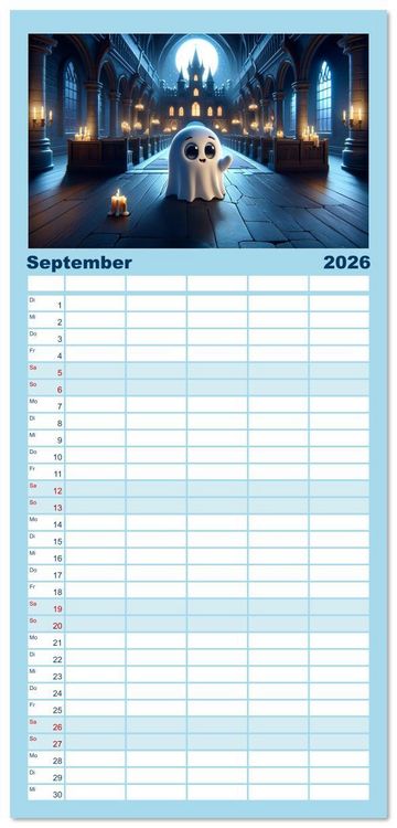 Produktbild: Familienplaner 2026 - Spuk und Spiel: Ein Jahr mit kleinen Plagegeistern mit 5 Spalten (Wandkalender, 21 x 45 cm) CALVENDO