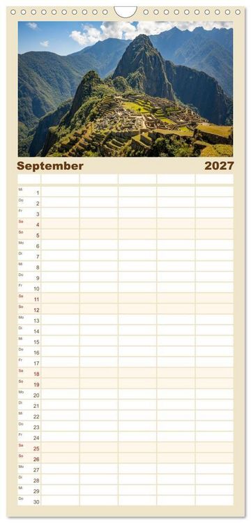 Produktbild: Familienplaner 2027 - Peru - Traumreise durch das Land der Inka mit 5 Spalten (Wandkalender, 21 x 45 cm) CALVENDO