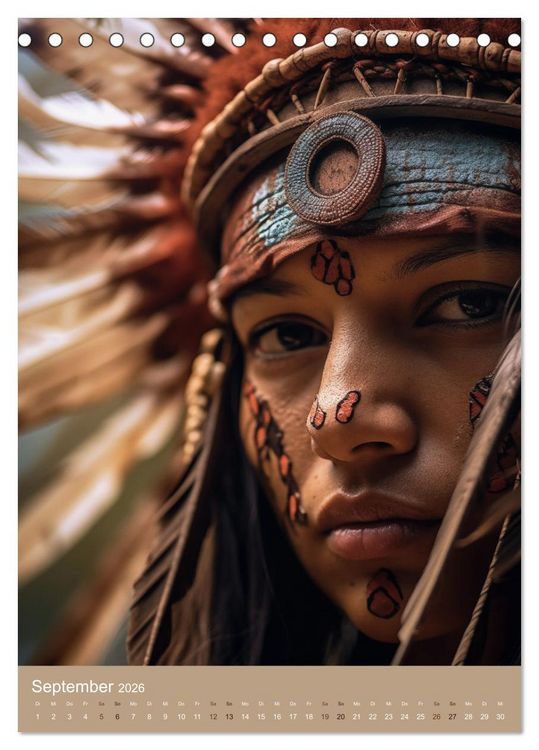 Produktbild: Schamanische Seelen: Mystische Indianerportraits (Tischkalender 2026 DIN A5 hoch), CALVENDO Monatskalender