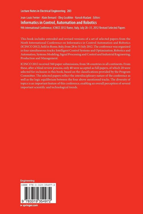 Produktbild: Informatics in Control, Automation and Robotics