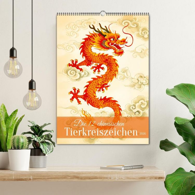 Produktbild: Die 12 chinesischen Tierkreiszeichen (Wandkalender 2026 DIN A2 hoch), CALVENDO Monatskalender