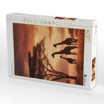 Produktbild: CALVENDO Puzzle Giraffen unter dem Abendhimmel | 1000 Teile Lege-Gr&ouml;&szlig;e 64x48cm Foto-Puzzle f&uuml;r gl&uuml;ckliche Stunden