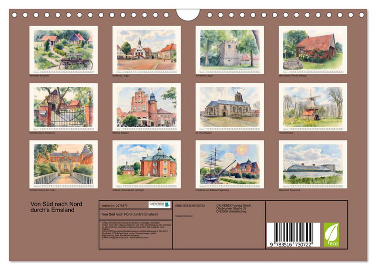 Produktbild: Von S&uuml;d nach Nord durch's Emsland (Wandkalender 2026 DIN A4 quer), CALVENDO Monatskalender