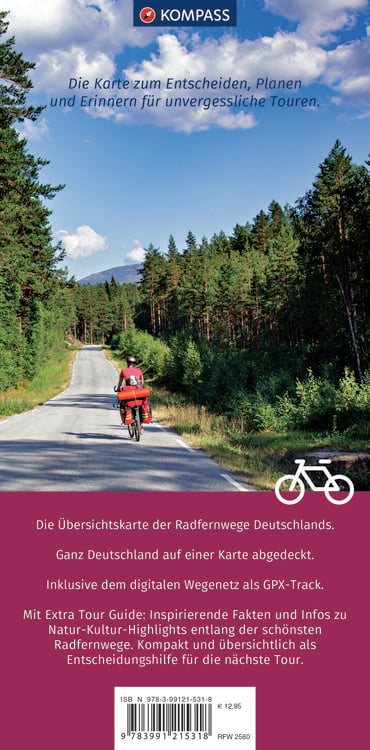 Produktbild: KOMPASS Radfernwegekarte Radfernwege Deutschland 1:550.000