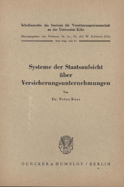 Produktbild: Systeme der Staatsaufsicht &uuml;ber Versicherungsunternehmen.