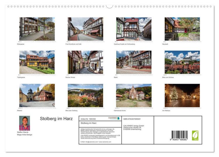 Produktbild: Stolberg im Harz (hochwertiger Premium Wandkalender 2026 DIN A2 quer), Kunstdruck in Hochglanz