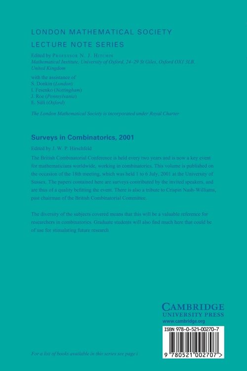 Produktbild: Surveys in Combinatorics, 2001