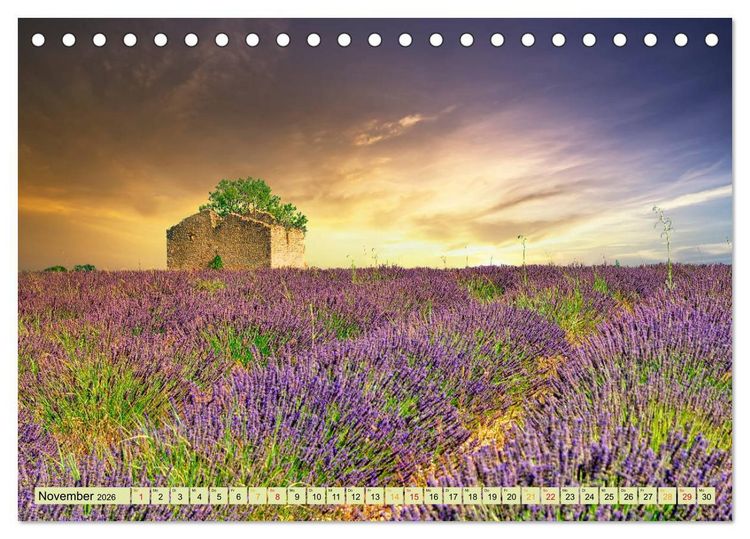 Produktbild: Traum-Ziele - Lavendel der Provence, Frankreich (Tischkalender 2026 DIN A5 quer), CALVENDO Monatskalender