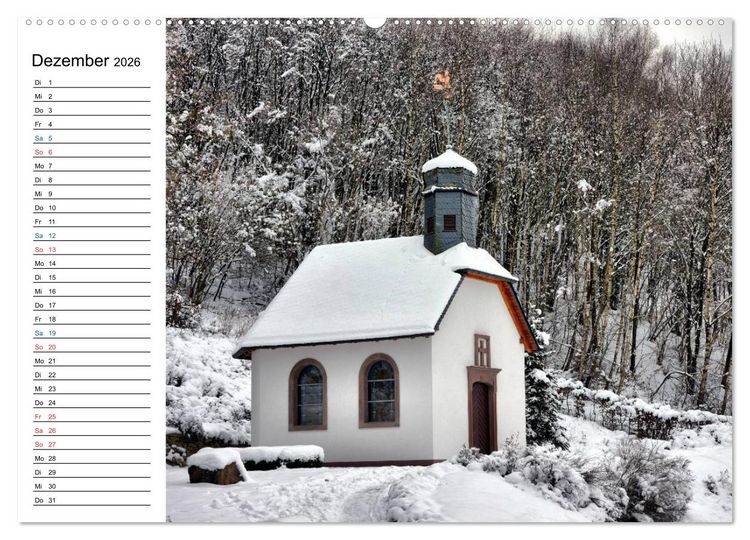 Produktbild: Sa(ar)krale Baukunst - Kapellen im Saarland (hochwertiger Premium Wandkalender 2026 DIN A2 quer), Kunstdruck in Hochglanz