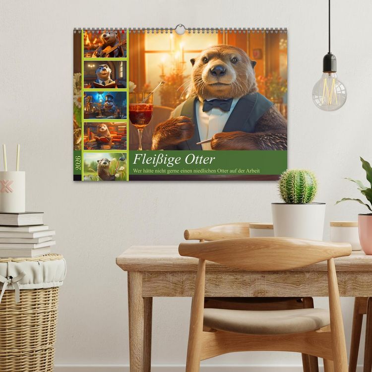 Produktbild: Flei&szlig;ige Otter - Wer h&auml;tte nicht gerne einen niedlichen Otter auf der Arbeit (Wandkalender 2026 DIN A3 quer), CALVENDO Monatskalender