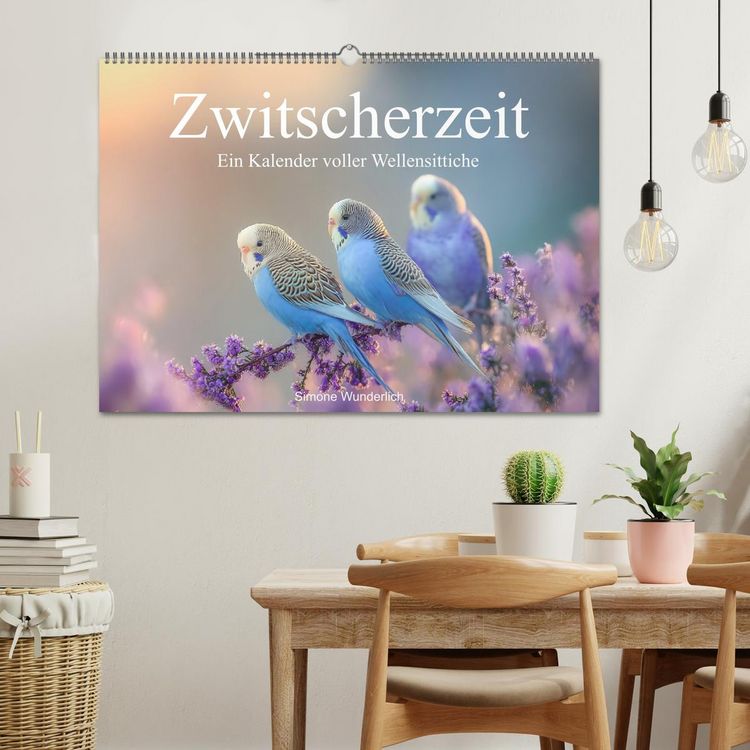 Produktbild: Zwitscherzeit - Ein Kalender voller Wellensittiche (Wandkalender 2026 DIN A2 quer), CALVENDO Monatskalender