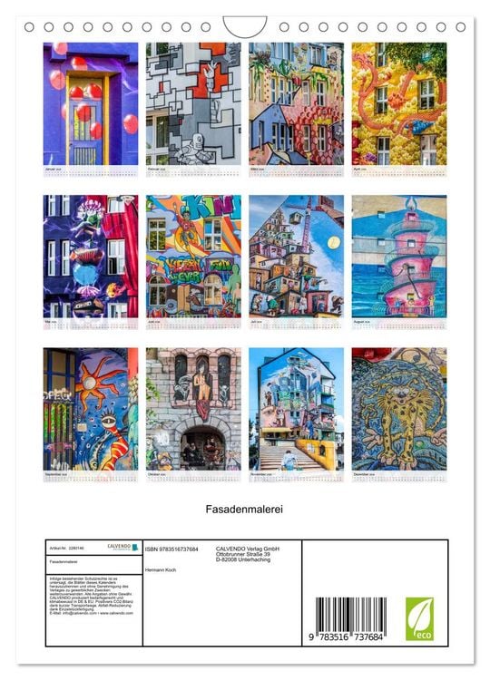 Produktbild: Fasadenmalerei (Wandkalender 2026 DIN A4 hoch), CALVENDO Monatskalender