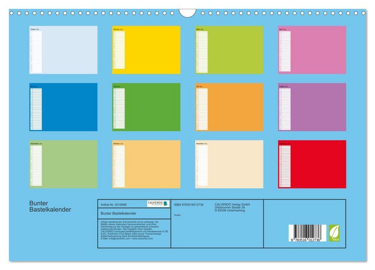 Produktbild: Bunter Bastelkalender (Wandkalender 2026 DIN A3 quer), CALVENDO Monatskalender
