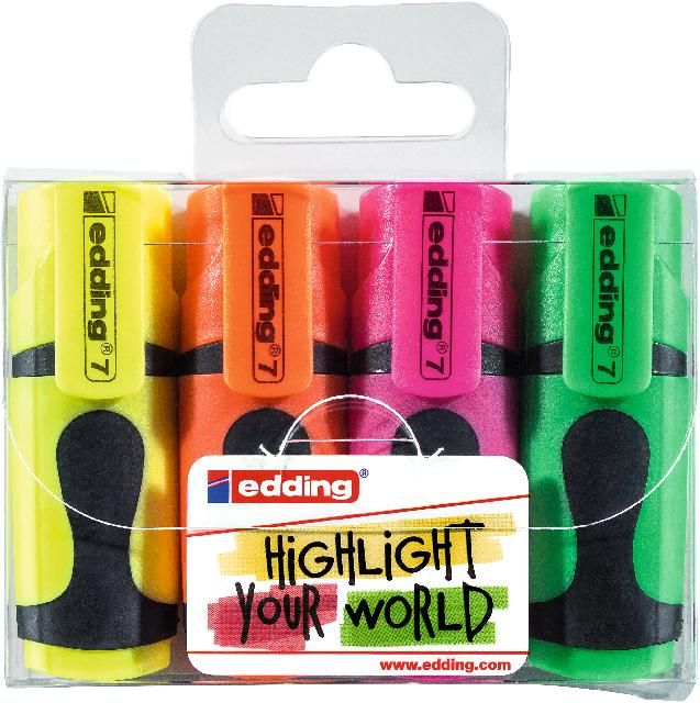 Produktbild: edding Textmarker mini highlighter, 1-3mm, 4er Set