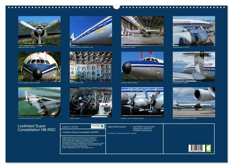 Produktbild: Lockheed Super Constellation HB-RSC (Wandkalender 2026 DIN A2 quer), CALVENDO Monatskalender