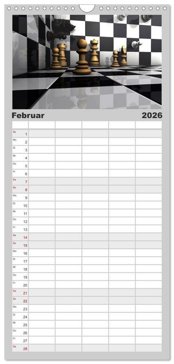 Produktbild: Familienplaner 2026 - SCHACH - Spiel der K&ouml;nige mit 5 Spalten (Wandkalender, 21 x 45 cm) CALVENDO