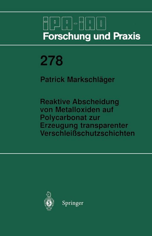 Produktbild: Reaktive Abscheidung von Metalloxiden auf Polycarbonat zur Erzeugung transparenter Verschlei&szlig;schutzschichten