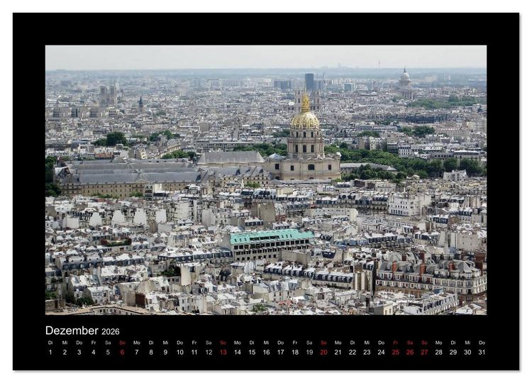 Produktbild: Paris von oben (hochwertiger Premium Wandkalender 2026 DIN A2 quer), Kunstdruck in Hochglanz