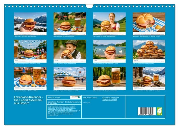 Produktbild: Leberk&auml;se-Kalender - Die Leberk&auml;ssemmel aus Bayern (Wandkalender 2026 DIN A3 quer), CALVENDO Monatskalender