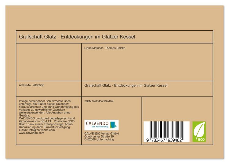 Produktbild: Grafschaft Glatz - Entdeckungen im Glatzer Kessel (Tischkalender 2026 DIN A5 quer), CALVENDO Monatskalender