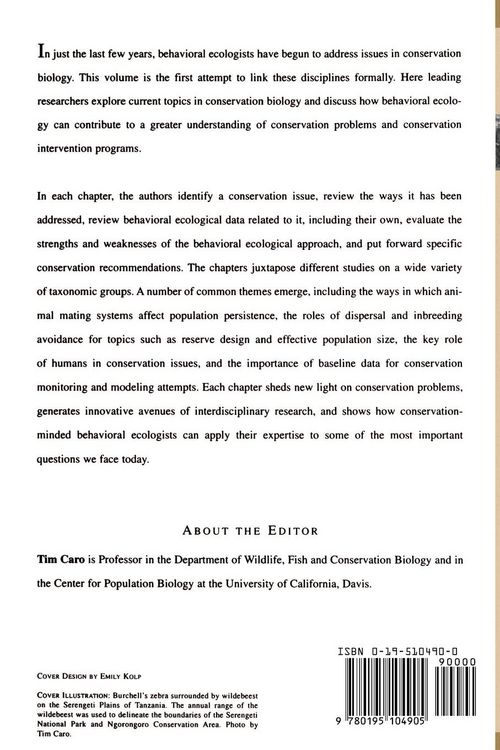 Produktbild: Behavioral Ecology and Conservation Biology
