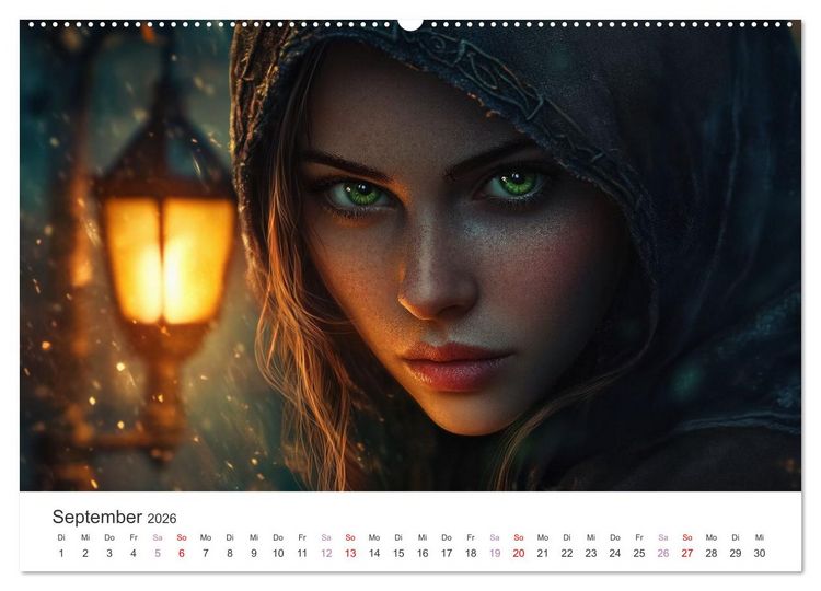 Produktbild: Von Elfen, Drachen und Zauberern - Ein Blick in fantastische Welten (hochwertiger Premium Wandkalender 2026 DIN A2 quer), Kunstdruck in Hochglanz