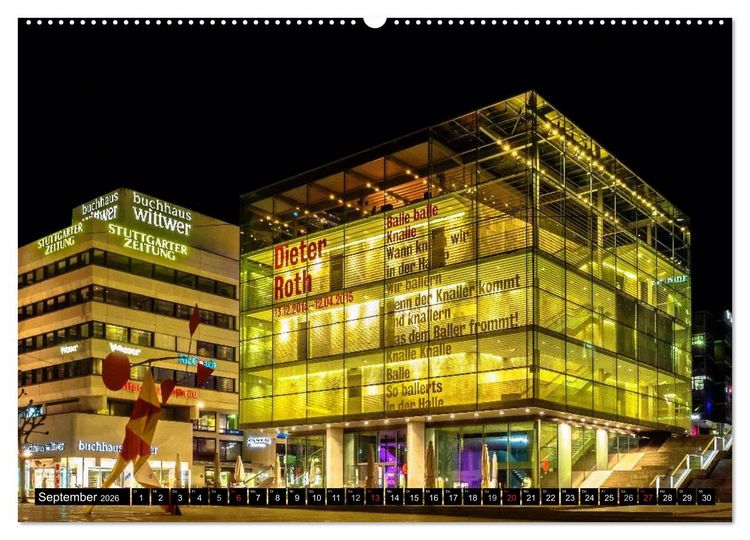 Produktbild: Stuttgart - Blue City Lights (Wandkalender 2026 DIN A2 quer), CALVENDO Monatskalender