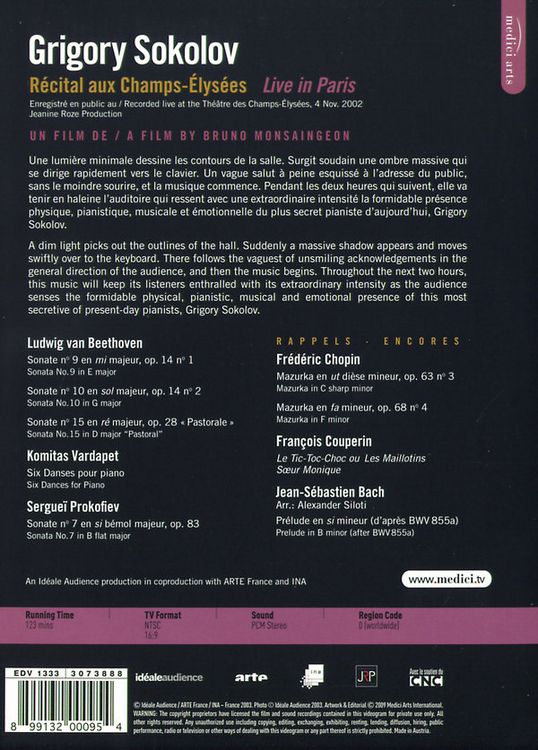 Produktbild: Grigory Sokolov - Recital aux Champs-Elysees/Live in Paris