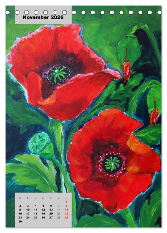 Produktbild: Blumen in Acryl (Tischkalender 2026 DIN A5 hoch), CALVENDO Monatskalender