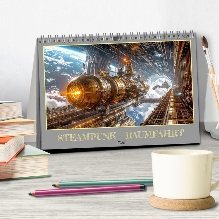 Produktbild: Steampunk-Raumfahrt (Tischkalender 2026 DIN A5 quer), CALVENDO Monatskalender