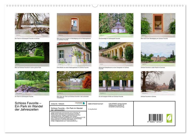 Produktbild: Schloss Favorite &ndash; Ein Park im Wandel der Jahreszeiten (hochwertiger Premium Wandkalender 2026 DIN A2 quer), Kunstdruck in Hochglanz
