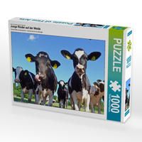 Produktbild: CALVENDO Puzzle Junge Rinder auf der Weide | 1000 Teile Lege-Gr&ouml;&szlig;e 64x48cm Foto-Puzzle f&uuml;r gl&uuml;ckliche Stunden