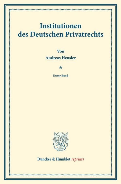 Produktbild: Institutionen des Deutschen Privatrechts.