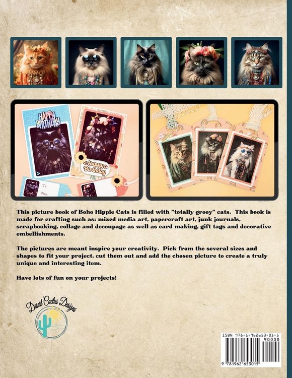 Produktbild: Scrap Paper Journeys - Boho Hippie Cat Collection Cut and Craft