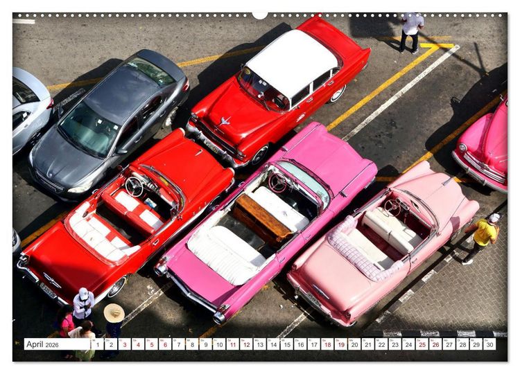 Produktbild: Vogel-Perspektive - Oldtimer in Havanna (hochwertiger Premium Wandkalender 2026 DIN A2 quer), Kunstdruck in Hochglanz