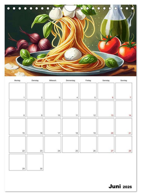 Produktbild: Nudelgerichte einmal anders serviert (Wandkalender 2026 DIN A4 hoch), CALVENDO Monatskalender