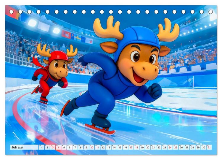 Produktbild: Tierischer Wintersport - Lustige Tiere im Schnee (Tischkalender 2027 DIN A5 quer), CALVENDO Monatskalender