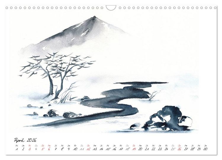 Produktbild: Asiatische Tuschmalerei (Wandkalender 2026 DIN A3 quer), CALVENDO Monatskalender