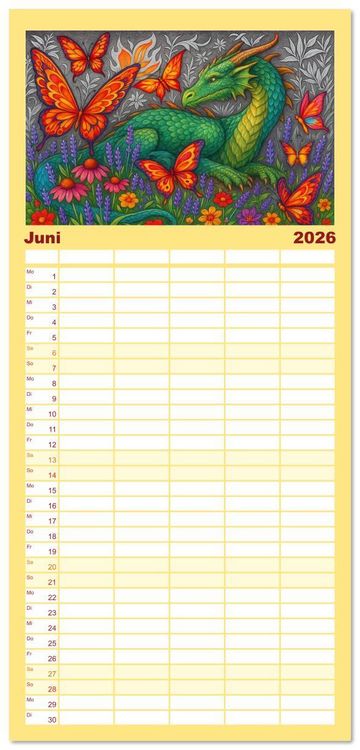 Produktbild: Familienplaner 2026 - Fabelhafte Mystikwesen mit 5 Spalten (Wandkalender, 21 x 45 cm) CALVENDO