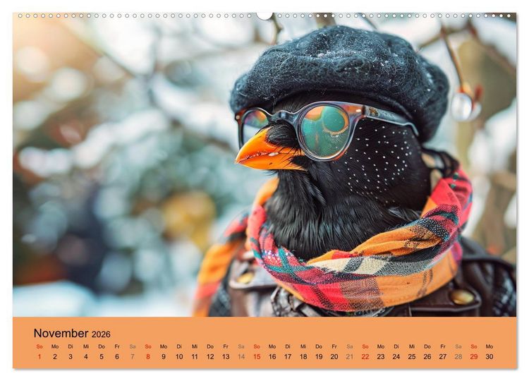 Produktbild: Niedliche V&ouml;gel! Trendige Schnabelstars erobern die Modewelt (hochwertiger Premium Wandkalender 2026 DIN A2 quer), Kunstdruck in Hochglanz
