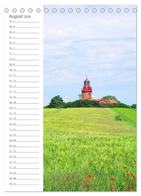Produktbild: Leuchtender Geburtstagskalender - Leuchtt&uuml;rme an Ost-und Nordsee (Tischkalender 2026 DIN A5 hoch), CALVENDO Monatskalender